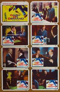 c186 CASH ON DEMAND 8 movie lobby cards '62 Peter Cushing, bank robber!