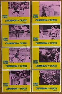 c195 CHAMPION OF DEATH 8 movie lobby cards '76 Sonny Chiba, Japanese!