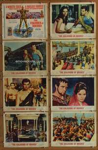 c210 COLOSSUS OF RHODES 8 movie lobby cards '61 Leone, monster statue!