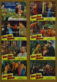 c409 HELL SHIP MUTINY 8 movie lobby cards '57 Carradine, Peter Lorre