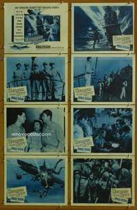 c410 HELLCATS OF THE NAVY 8 movie lobby cards '57 Ronald Reagan, WWII