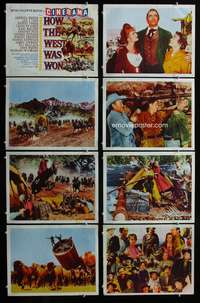 c435 HOW THE WEST WAS WON 8 movie lobby cards '64 John Ford epic!