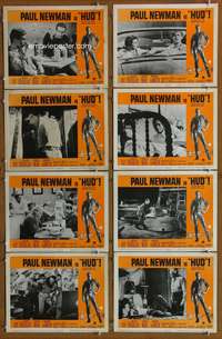 c438 HUD 8 movie lobby cards '63 Paul Newman, Martin Ritt classic!