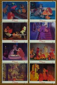 c495 LADY & THE TRAMP 8 movie lobby cards R80s Walt Disney classic!