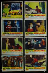 c535 MAN ALONE 8 movie lobby cards '55 Ray Milland, Mary Murphy