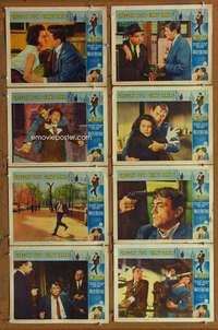 c561 MIRAGE 8 movie lobby cards '65 Gregory Peck, Diane Baker