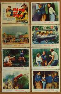 c662 RING OF FIRE 8 movie lobby cards '61 David Janssen, Frank Gorshin