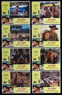 c672 ROOSTER COGBURN 8 movie lobby cards '75 John Wayne, Kate Hepburn