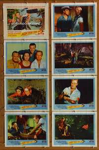 c679 RUN FOR THE SUN 8 movie lobby cards '56 Richard Widmark, Greer