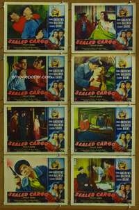 c691 SEALED CARGO 8 movie lobby cards '51 Dana Andrews, Claude Rains