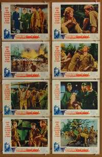 c695 SECRET OF BLOOD ISLAND 8 movie lobby cards '65 Hammer, WWII!