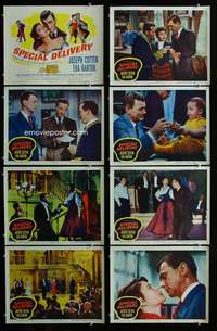 c738 SPECIAL DELIVERY 8 movie lobby cards '55 Joseph Cotten, Bartok