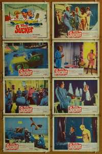 c763 SUCKER 8 movie lobby cards '65 Bourvil, De Funes, French comedy!