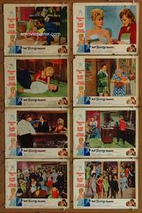 c802 THAT FUNNY FEELING 8 movie lobby cards '65 naked Sandra Dee in tub!