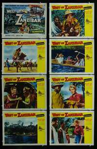 c869 WEST OF ZANZIBAR 8 movie lobby cards '54 Anthony Steel, Africa!