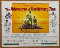d376 ADVENTURES OF HUCKLEBERRY FINN #1 half-sheet movie poster '60 Twain