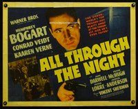 d389 ALL THROUGH THE NIGHT half-sheet movie poster '42 Humphrey Bogart