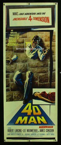 d018 4D MAN insert movie poster '59 Lansing walks through walls!