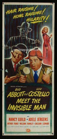 d024 ABBOTT & COSTELLO MEET THE INVISIBLE MAN insert movie poster '51