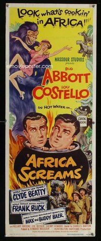 d029 AFRICA SCREAMS insert movie poster '49 Bud Abbott & Lou Costello!