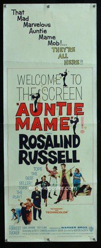 d040 AUNTIE MAME insert movie poster '58 classic Rosalind Russell!