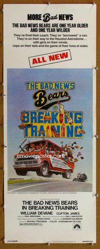 d044 BAD NEWS BEARS IN BREAKING TRAINING insert movie poster '77