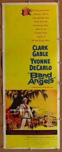 d046 BAND OF ANGELS insert movie poster '57 Clark Gable, De Carlo