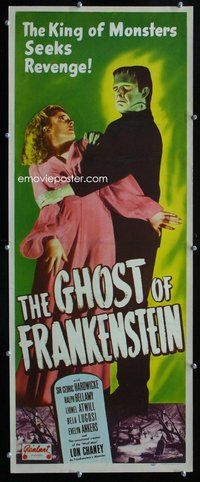 d001 GHOST OF FRANKENSTEIN insert movie poster R48 Lon Chaney Jr.