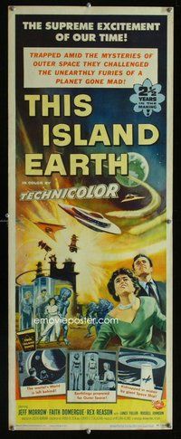 d327 THIS ISLAND EARTH insert movie poster '55 sci-fi classic, Morrow