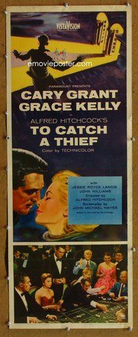 d332 TO CATCH A THIEF insert movie poster '55 Kelly, Grant, Hitchcock