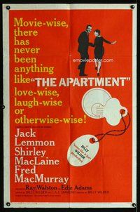 e046 APARTMENT one-sheet movie poster '60 Billy Wilder, Lemmon, MacLaine