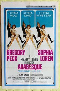 e049 ARABESQUE one-sheet movie poster '66 Gregory Peck, Sophia Loren