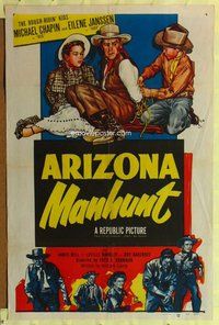 e050 ARIZONA MANHUNT one-sheet movie poster '51 Rough-Ridin' Kids!