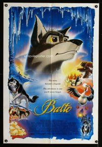 e063 BALTO one-sheet movie poster '95 true story wolf adventure cartoon!