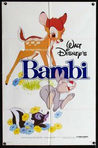 e064 BAMBI one-sheet movie poster R82 Walt Disney cartoon classic!