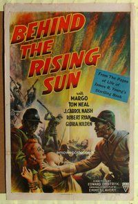 e072 BEHIND THE RISING SUN one-sheet movie poster '43 Tom Neal, Margo