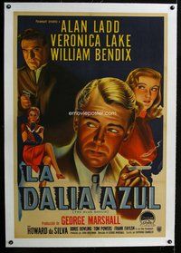 f234 BLUE DAHLIA linen Argentinean movie poster '46 Alan Ladd, Lake