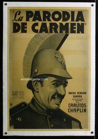 f235 BURLESQUE ON CARMEN linen Argentinean movie poster R30s