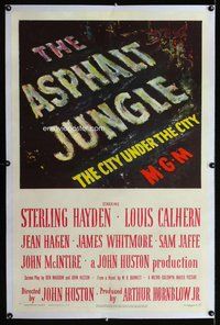 f300 ASPHALT JUNGLE linen one-sheet movie poster '50 John Huston classic!