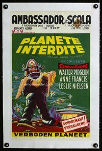 f120 FORBIDDEN PLANET linen Belgian movie poster '56 Robby the Robot!