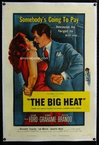 f316 BIG HEAT linen one-sheet movie poster '53 Glenn Ford, Fritz Lang