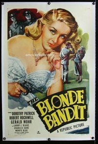f321 BLONDE BANDIT linen one-sheet movie poster '49 bad girl Dorothy Patrick!