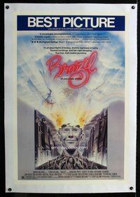 f323 BRAZIL linen one-sheet movie poster '85 Terry Gilliam, great artwork!