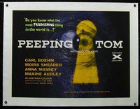 f252 PEEPING TOM linen British quad movie poster '61 Michael Powell