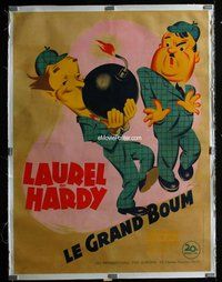 f050 BIG NOISE linen French one-panel movie poster '44 Laurel & Hardy!