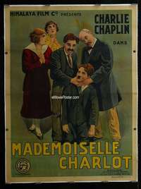 f055 WOMAN linen French one-panel movie poster R20s litho Charlie Chaplin!