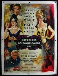 f057 SPIRITS OF THE DEAD linen French one-panel movie poster '69 sexy Bardot!