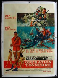 f058 THUNDERBALL linen French one-panel movie poster '65 Connery as Bond!