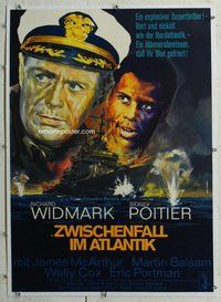 f176 BEDFORD INCIDENT linen German movie poster '65 Widmark, Poitier