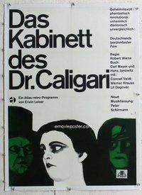 f178 CABINET OF DR CALIGARI linen German movie poster R60s Veidt